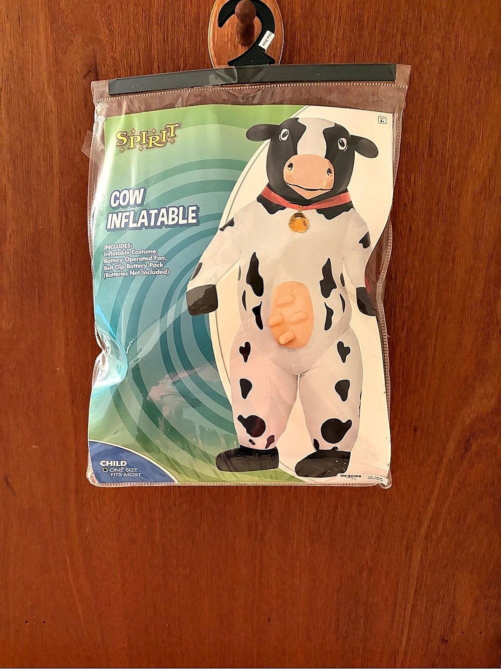 Kids Inflatable cow costume *fan is temperamental; should probably be adjusted*